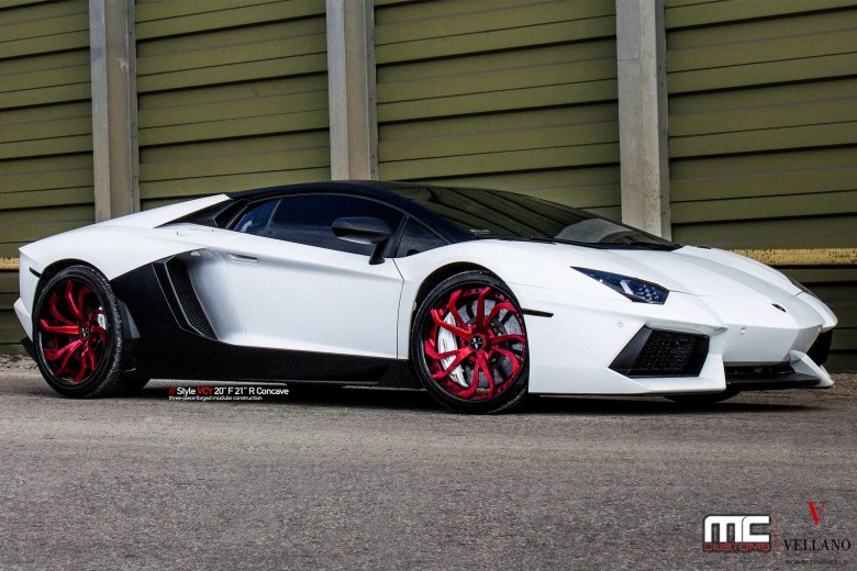 Lamborghini Aventador Sits on Red Vellano Wheels
