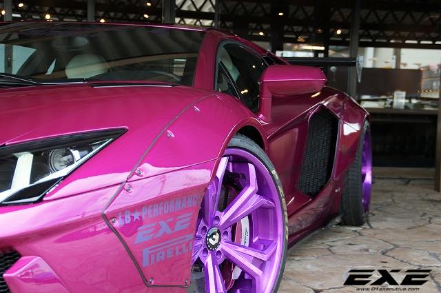 Violet Lambo Aventador with Liberty Walk Kit by EXE