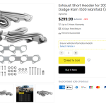 Exhaust Short Header for 2009 2018 Hemi 5.7L Dodge Ram 1500 Manifold (Silver Polished)