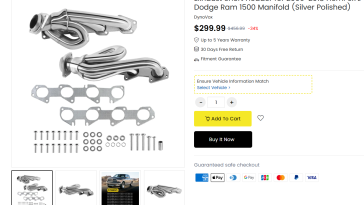 Exhaust Short Header for 2009 2018 Hemi 5.7L Dodge Ram 1500 Manifold (Silver Polished)